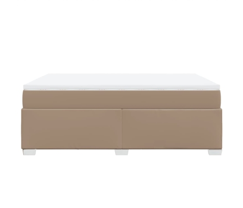 Cama box spring con colchón cuero sintético capuchino 140x200cm