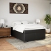 Cama box spring con colchón cuero sintético negro 160x200 cm