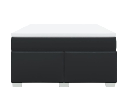 Cama box spring con colchón cuero sintético negro 160x200 cm