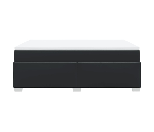 Cama box spring con colchón cuero sintético negro 160x200 cm
