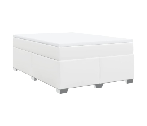 Cama box spring con colchón cuero sintético blanco 160x200 cm