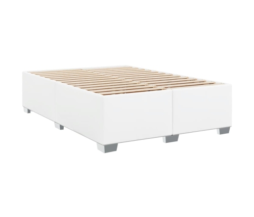 Cama box spring con colchón cuero sintético blanco 160x200 cm