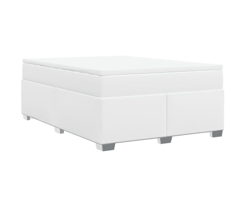 Cama box spring con colchón cuero sintético blanco 160x200 cm