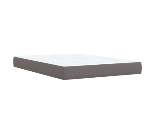 Cama box spring con colchón cuero sintético gris 160x200 cm