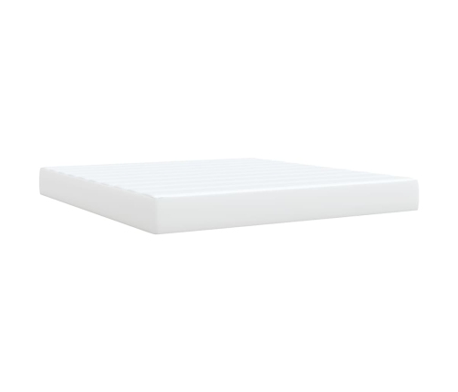 Cama box spring con colchón cuero sintético blanco 180x200 cm