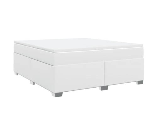 Cama box spring con colchón cuero sintético blanco 180x200 cm