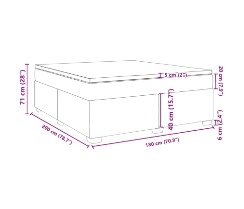 Cama box spring con colchón cuero sintético gris 180x200 cm