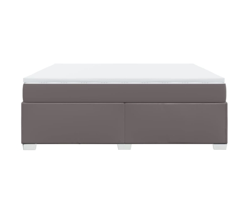 Cama box spring con colchón cuero sintético gris 180x200 cm