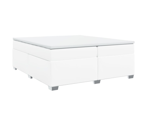 Cama box spring con colchón cuero sintético blanco 200x200 cm