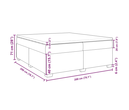 Cama box spring con colchón cuero sintético blanco 200x200 cm