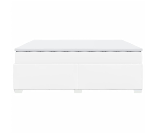 Cama box spring con colchón cuero sintético blanco 200x200 cm