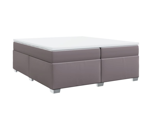 Cama box spring con colchón cuero sintético gris 200x200 cm