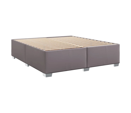 Cama box spring con colchón cuero sintético gris 200x200 cm