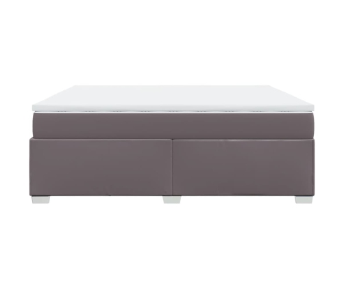 Cama box spring con colchón cuero sintético gris 200x200 cm