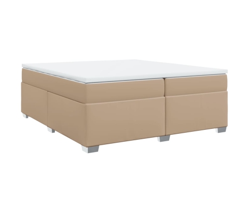 Cama box spring con colchón cuero sintético capuchino 200x200cm