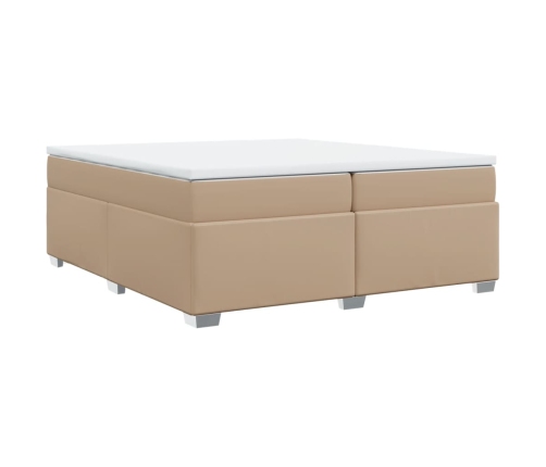 Cama box spring con colchón cuero sintético capuchino 200x200cm