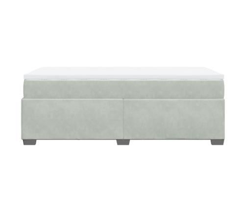 Cama box spring con colchón terciopelo gris claro 80x200 cm