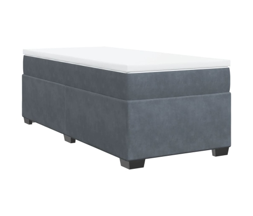 Cama box spring con colchón terciopelo gris oscuro 80x200 cm