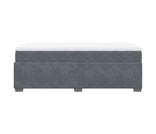 Cama box spring con colchón terciopelo gris oscuro 80x200 cm