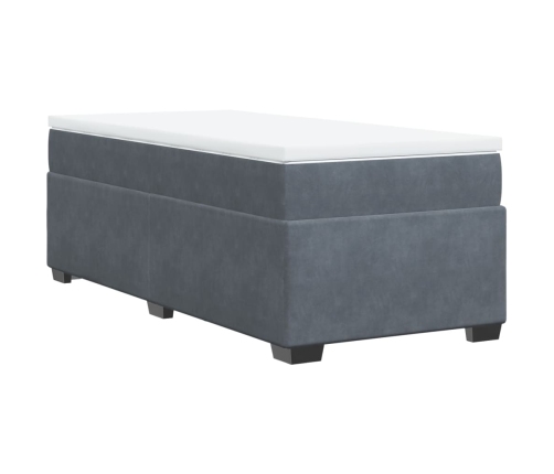 Cama box spring con colchón terciopelo gris oscuro 80x200 cm