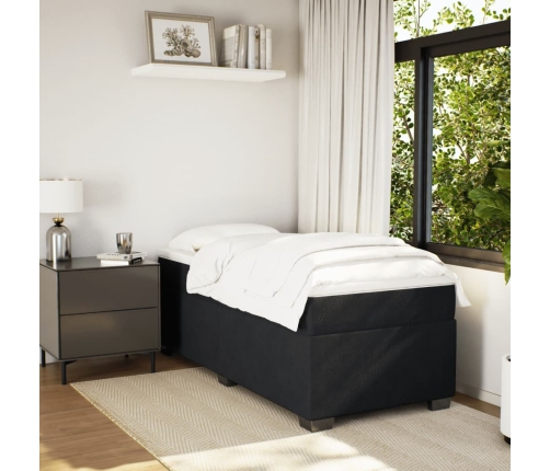 Cama box spring con colchón terciopelo negro 80x200 cm