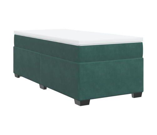 Cama box spring con colchón terciopelo verde oscuro 80x200 cm