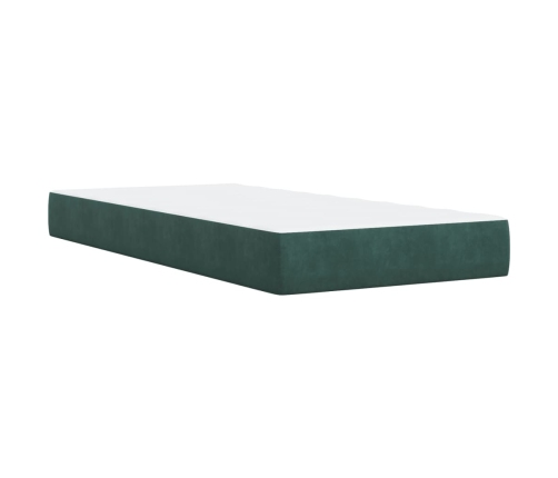 Cama box spring con colchón terciopelo verde oscuro 80x200 cm