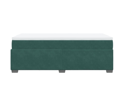 Cama box spring con colchón terciopelo verde oscuro 80x200 cm