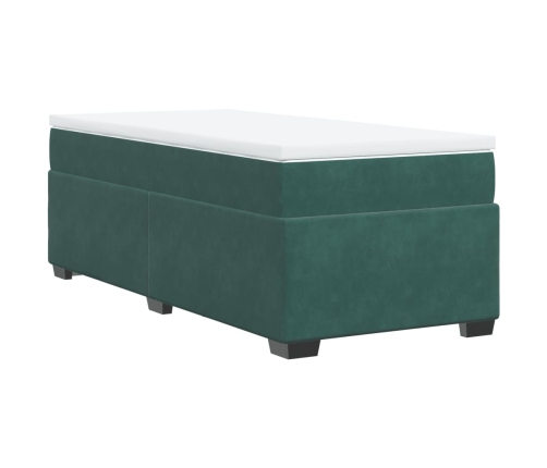 Cama box spring con colchón terciopelo verde oscuro 80x200 cm