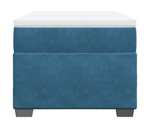 Cama box spring con colchón terciopelo azul oscuro 80x200 cm