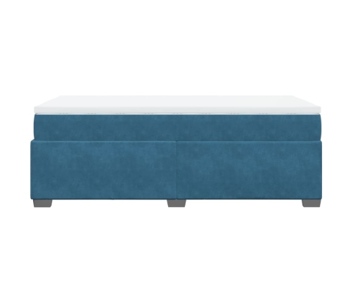Cama box spring con colchón terciopelo azul oscuro 80x200 cm