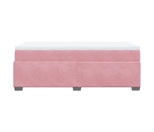 Cama box spring con colchón terciopelo rosa 80x200 cm