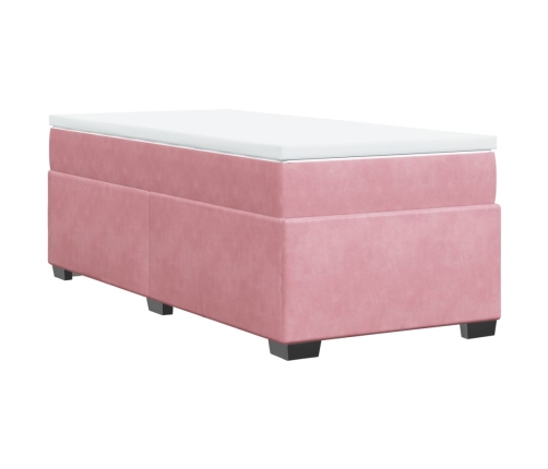 Cama box spring con colchón terciopelo rosa 80x200 cm