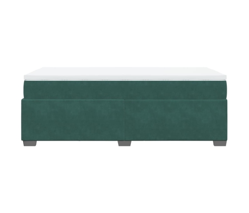 Cama box spring con colchón terciopelo verde oscuro 90x190 cm