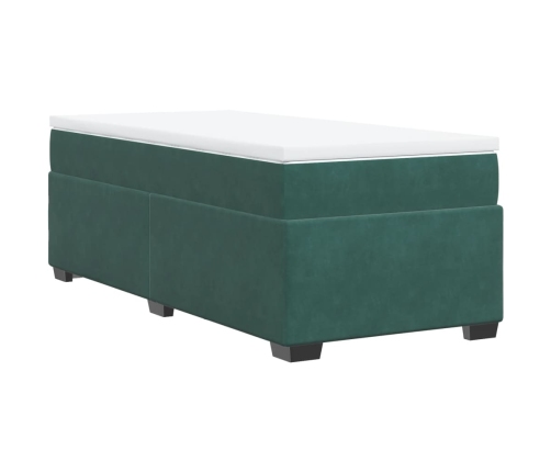 Cama box spring con colchón terciopelo verde oscuro 90x190 cm