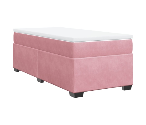 Cama box spring con colchón terciopelo rosa 90x190 cm