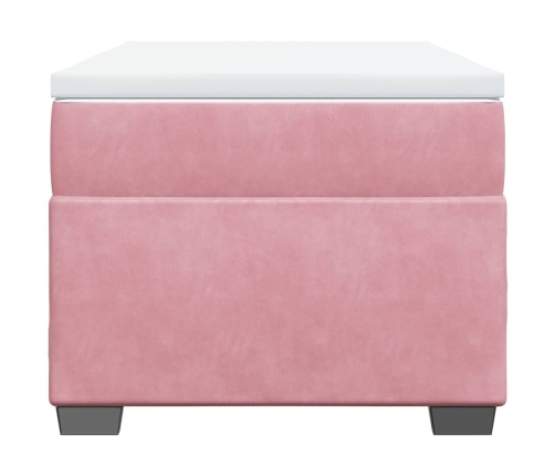 Cama box spring con colchón terciopelo rosa 90x190 cm