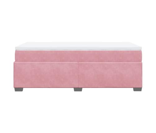 Cama box spring con colchón terciopelo rosa 90x190 cm