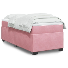 Cama box spring con colchón terciopelo rosa 90x190 cm
