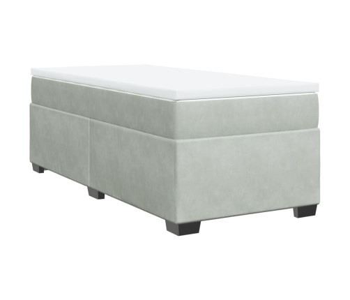 Cama box spring con colchón terciopelo gris claro 90x190 cm