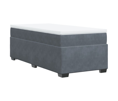 Cama box spring con colchón terciopelo gris oscuro 90x200 cm