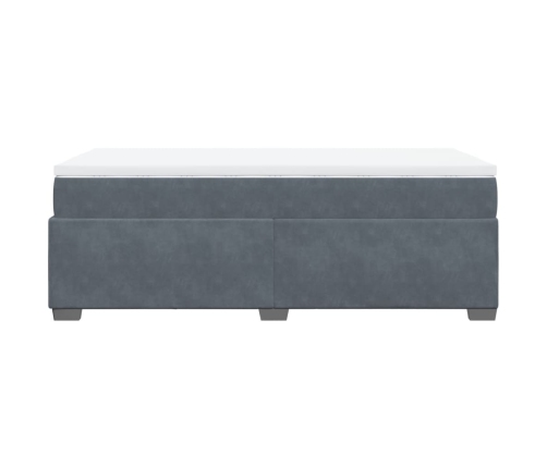 Cama box spring con colchón terciopelo gris oscuro 90x200 cm