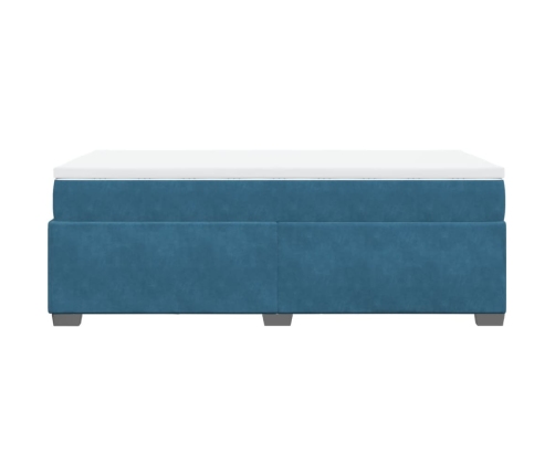 Cama box spring con colchón terciopelo azul oscuro 90x200 cm