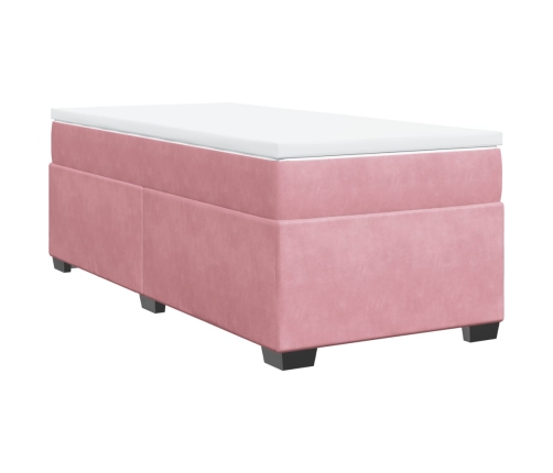 Cama box spring con colchón terciopelo rosa 90x200 cm