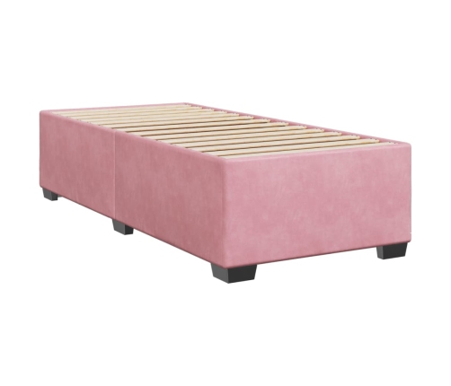 Cama box spring con colchón terciopelo rosa 90x200 cm