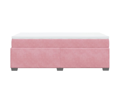 Cama box spring con colchón terciopelo rosa 90x200 cm