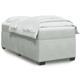 Cama box spring con colchón terciopelo gris claro 100x200 cm