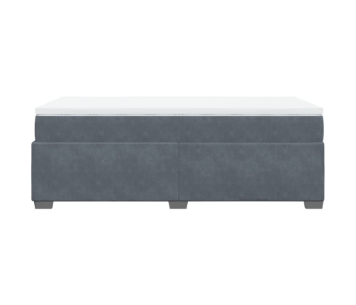 Cama box spring con colchón terciopelo gris oscuro 100x200 cm