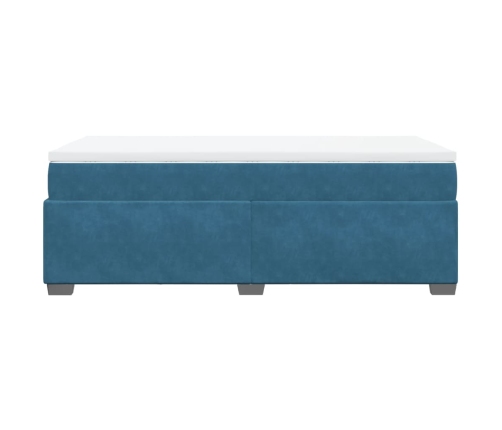 Cama box spring con colchón terciopelo azul oscuro 100x200 cm