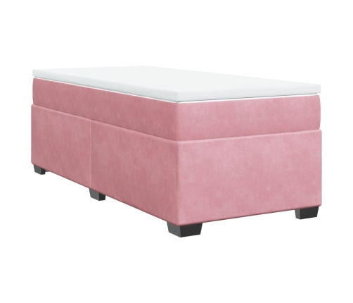 Cama box spring con colchón terciopelo rosa 100x200 cm